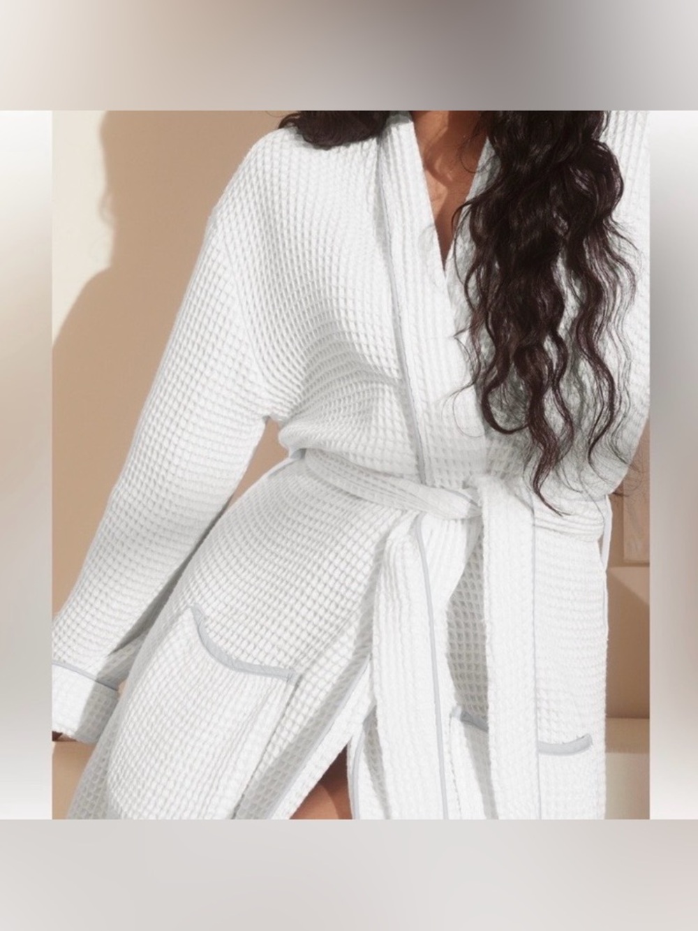 Boll & Branch Waffle-Knit White Organic Cotton Robe